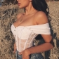Explosion style autumn and winter hot sale women's new lace see-through back straps wrapped chest strapless waist coat