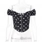 Explosion models in Europe, winter hot sale women's new black-and-white polka-dot zipper short-sleeved short-neck short-sleeved shirt