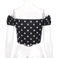 Explosion models in Europe, winter hot sale women's new black-and-white polka-dot zipper short-sleeved short-neck short-sleeved shirt