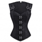 European and American palace new style black lace-up sleeveless 12 steel bone double buckle chain button belly small waist corset