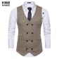 Autumn and winter European and American style new men's woolen double-breasted suit vest fashion casual V-neck vest men