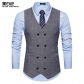 Autumn and winter European and American style new men's woolen double-breasted suit vest fashion casual V-neck vest men