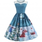 Hot selling sleeveless Christmas positioning print with waistline and slim dress in 4 patterns