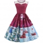 Hot selling sleeveless Christmas positioning print with waistline and slim dress in 4 patterns