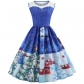 Hot selling sleeveless Christmas positioning print with waistline and slim dress in 4 patterns