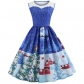 Hot selling sleeveless Christmas positioning print with waistline and slim dress in 4 patterns