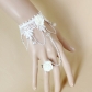 Fashion Accessories White Lace Crystal Women's Wrist Band Ring One Hand Jewelry