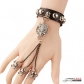 European and American vintage goth punk style bracelet wolf head skull bracelet leather belt ring one