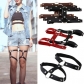 Harajuku goth punk street nightclub sexy hard girl loves leather round thigh ring foot ring double row garter belt