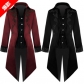 European and American new style tuxedo, medieval retro clothing mid-length punk men's coat