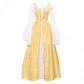 European and American square collar tied waist medieval Renaissance retro dress