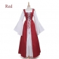 European and American square collar tied waist medieval Renaissance retro dress