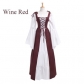 European and American square collar tied waist medieval Renaissance retro dress