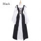 European and American square collar tied waist medieval Renaissance retro dress