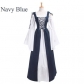 European and American square collar tied waist medieval Renaissance retro dress