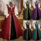 Medieval Renaissance style two-piece dress with square neck and waist and big swing