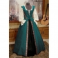 Medieval Renaissance style two-piece dress with square neck and waist and big swing
