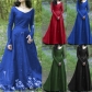 European and American Classical Medieval Central European Party Long Sleeve Round Neck Slim Ladies Dress