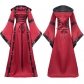 New European and American Medieval Retro Hooded Dress with Square Neck and Flare Sleeves Large Swing Dress