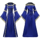 New European and American Medieval Retro Hooded Dress with Square Neck and Flare Sleeves Large Swing Dress