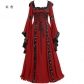 European and American Medieval Retro Hooded Dress with Square Neck and Flare Sleeves Large Swing Dress