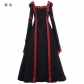 European and American Medieval Retro Hooded Dress with Square Neck and Flare Sleeves Large Swing Dress