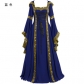 European and American Medieval Retro Hooded Dress with Square Neck and Flare Sleeves Large Swing Dress
