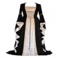 Gold velvet flared sleeves retro medieval European palace long and floor dress