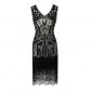 Retro sequins fringed dress skirt beaded fringed dress party dinner party dress