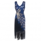 1920s retro sequin dress tassel peacock bead fashion banquet evening dress Europe and America
