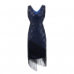 New European and American evening dress banquet dress tassel retro sequin dress plus size women's clothing
