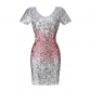 Ladies nightclub fashion party sequin bag hip skirt sexy slim V-neck short-sleeved sequin dress