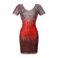 Ladies nightclub fashion party sequin bag hip skirt sexy slim V-neck short-sleeved sequin dress