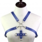 Men's and women's punk style leather cross cross sling top tights shaping waist belt chest strap suspenders