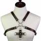 Men's and women's punk style leather cross cross sling top tights shaping waist belt chest strap suspenders