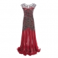 Explosive party deess annual party dinner long dress skirt 1920 retro sequins beaded and mesh lotus leaf