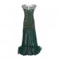 Explosive party deess annual party dinner long dress skirt 1920 retro sequins beaded and mesh lotus leaf