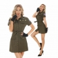 2021 new European and American game uniforms role-playing military green uniform skirt policewoman uniform skirt uniform temptation