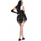 Halloween carnival style open chest nun short skirt, buttocks slim style cross pattern lotus lace skirt