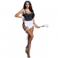 Halloween party costume One-piece swimsuit style black and white sling maid high-fork tight-fitting stretch back zipper suit