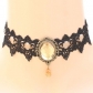 Vintage Lace Gemstone Necklace Strong Band Collar Short Clavicle Necklace Crystal Pendant Necklace