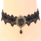 Vintage Lace Gemstone Necklace Strong Band Collar Short Clavicle Necklace Crystal Pendant Necklace