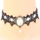 Vintage Lace Gemstone Necklace Strong Band Collar Short Clavicle Necklace Crystal Pendant Necklace