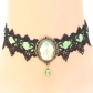 Vintage Lace Gemstone Necklace Strong Band Collar Short Clavicle Necklace Crystal Pendant Necklace