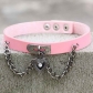 European and American punk Harajuku style heart-shaped lock leather collar neckband