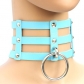 Harajuku fashion punk gothic rivet necklace handmade three-row cage necklace leather collar necklace