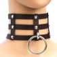 Harajuku fashion punk gothic rivet necklace handmade three-row cage necklace leather collar necklace