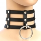 Harajuku fashion punk gothic rivet necklace handmade three-row cage necklace leather collar necklace