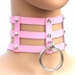 Harajuku fashion punk gothic rivet necklace handmade three-row cage necklace leather collar necklace