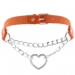 Cool Harajuku Peach Heart-shaped Chain Necklace Fashion Trend Leather Love Collar Necklace Neck Chain Clavicle Chain